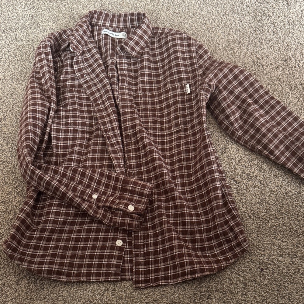 Abercrombie Kids Brown Plaid Button Down Shirt